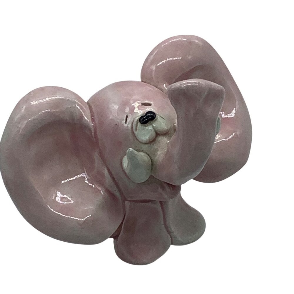 Vtg Pink Ceramic‎ Elephant Figurine 4”x2.5” Big Ears RARE